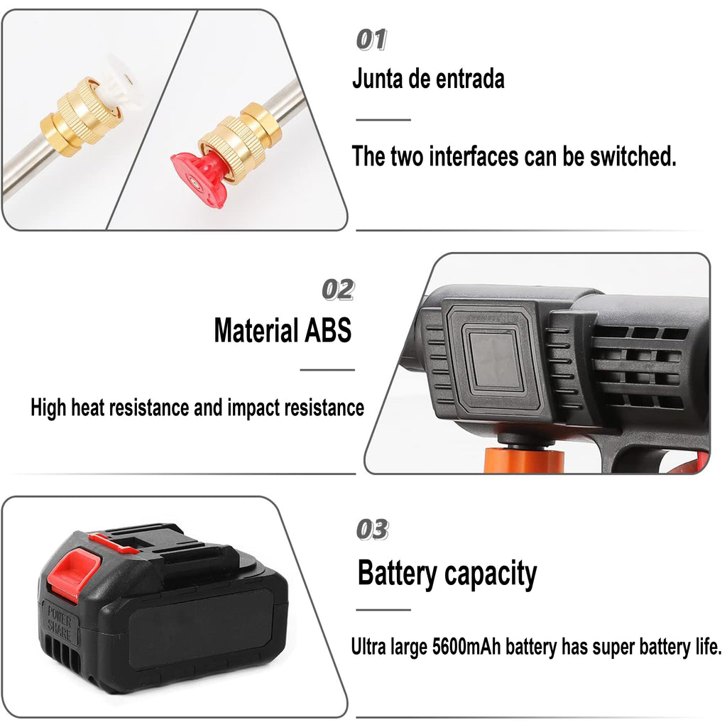 Pistola De Alta Presión 21V,También Compatible Con 48V Y 98V- 430 Psi, Batería 15,000 Mah, Inalámbrica Y Recargable | Calidad Profesional