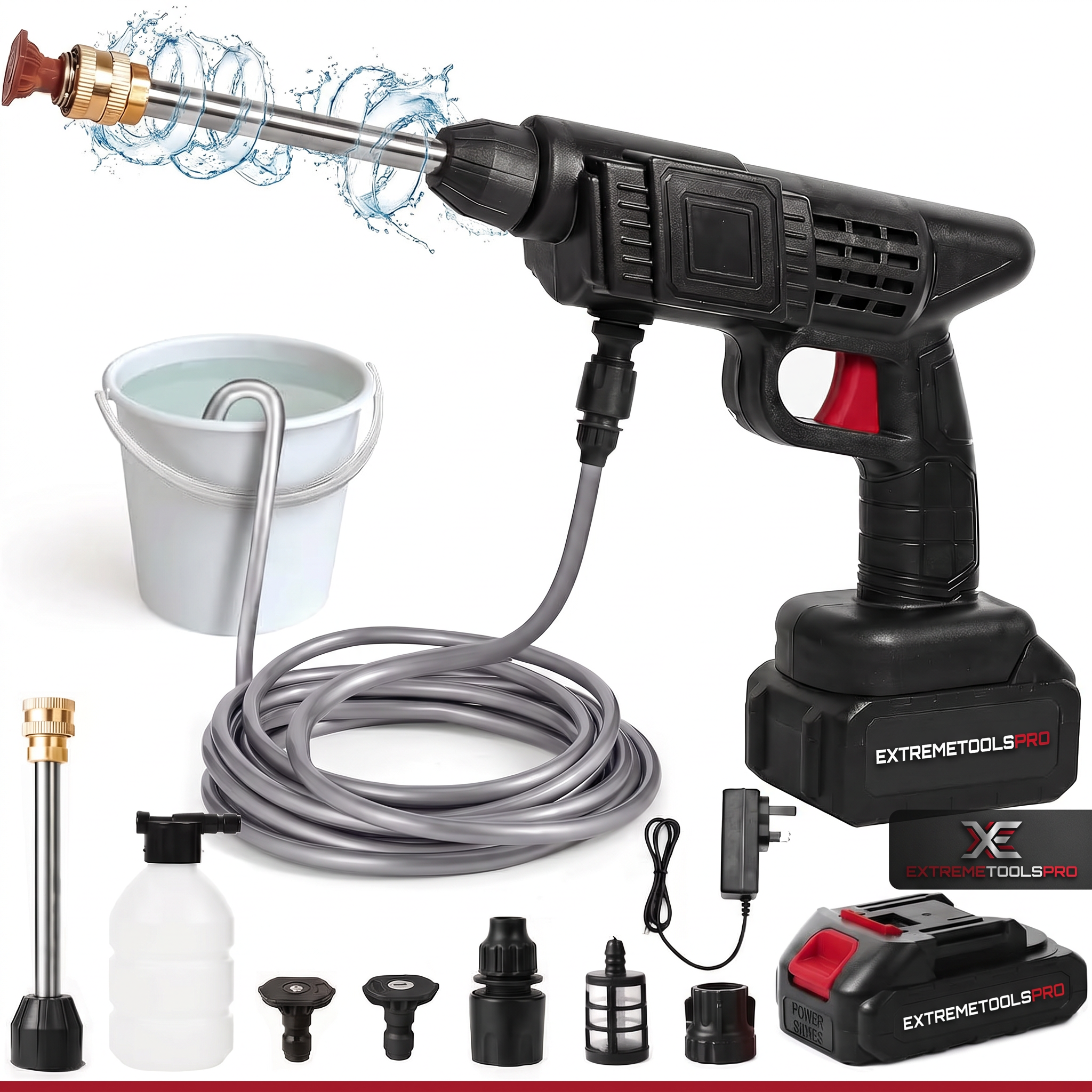 Pistola De Alta Presión 21V,También Compatible Con 48V Y 98V- 430 Psi, Batería 15,000 Mah, Inalámbrica Y Recargable | Calidad Profesional