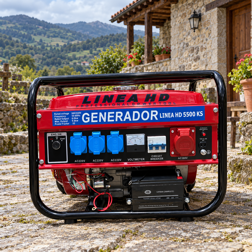Generador de Gasolina LINEA HD 9500W | Arranque Eléctrico con Llave y Batería