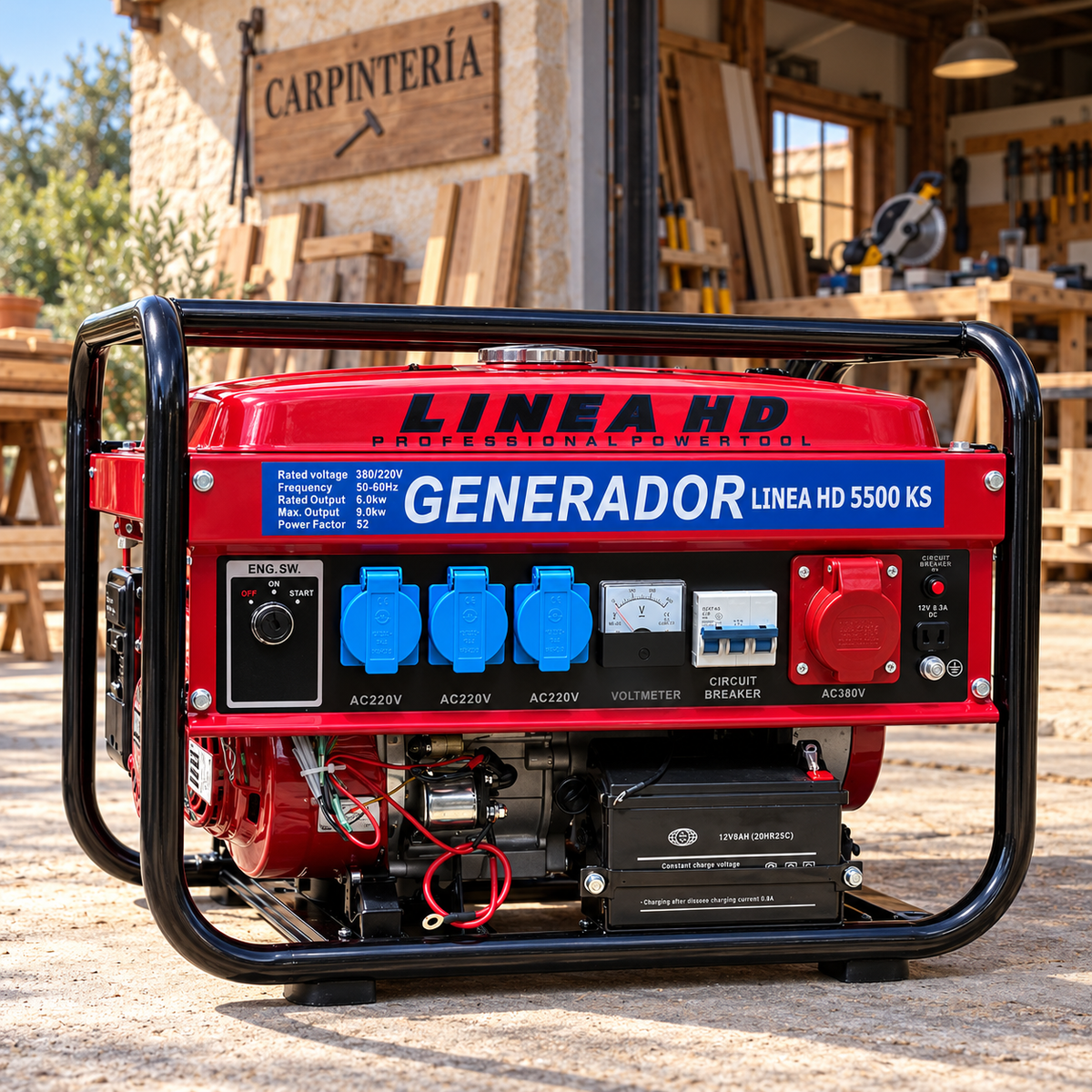 Generador de Gasolina LINEA HD 9500W | Arranque Eléctrico con Llave y Batería