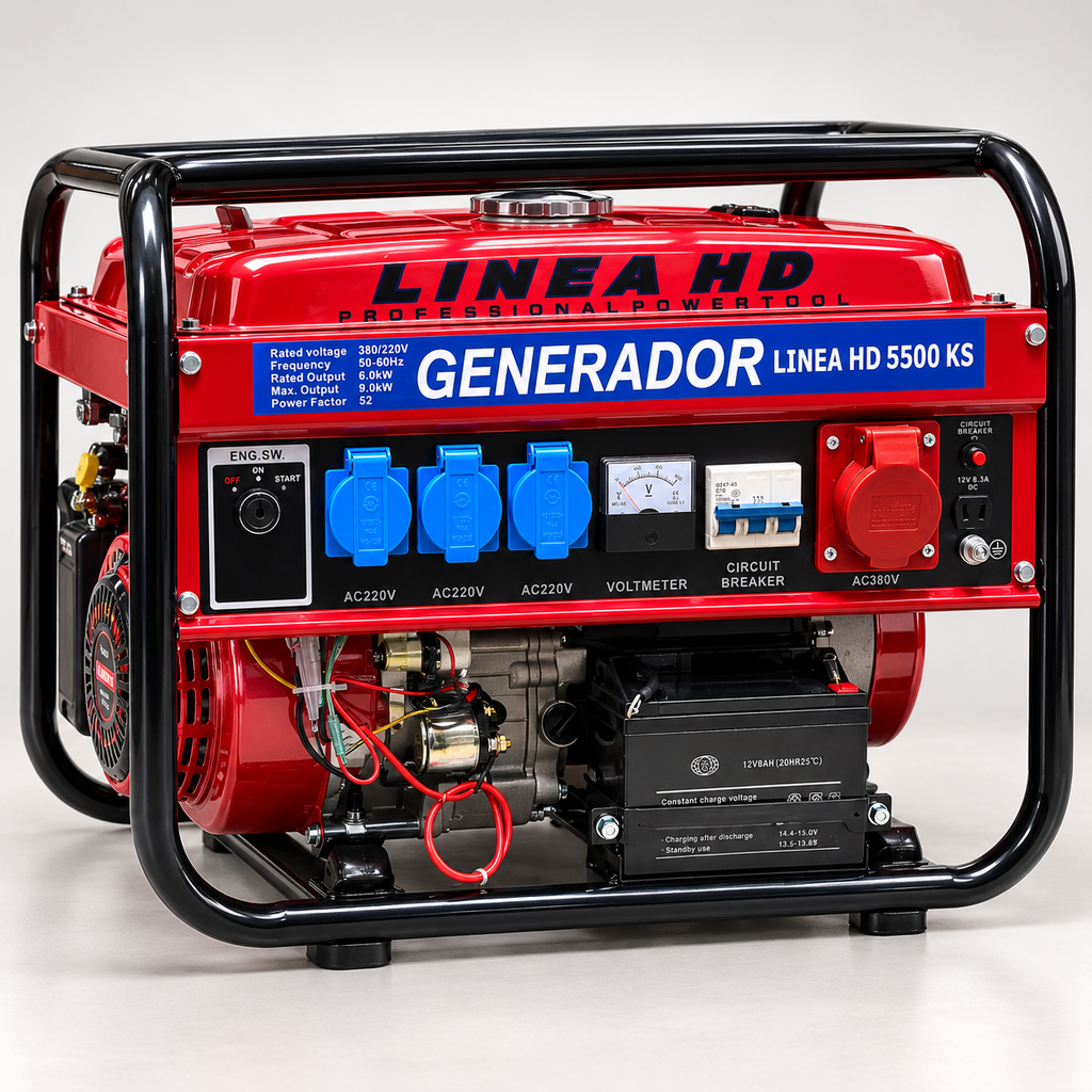 Generador de Gasolina LINEA HD 9500W | Arranque Eléctrico con Llave y Batería