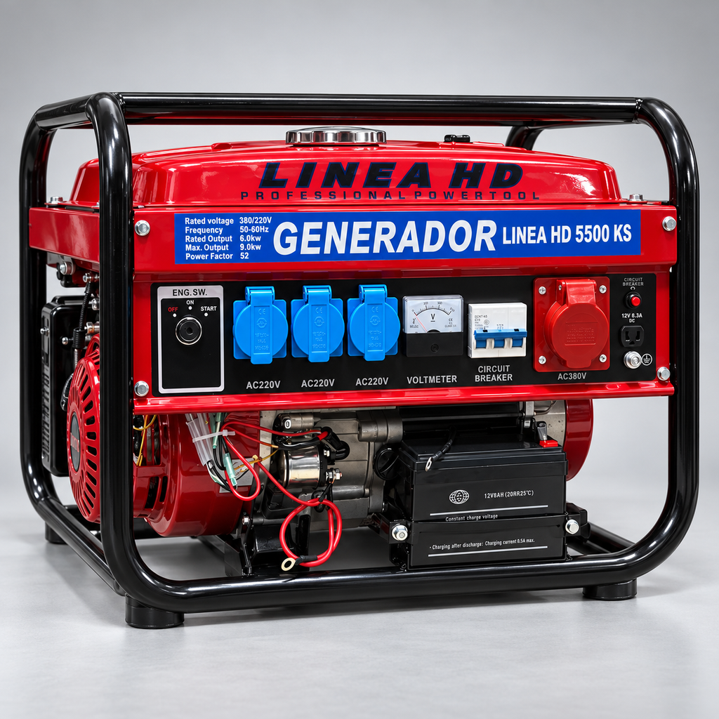 Generador de Gasolina LINEA HD 9500W | Arranque Eléctrico con Llave y Batería