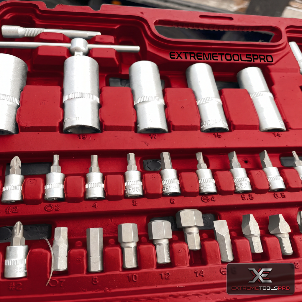 Maletín De Herramientas  | Juego De 108 Piezas Con Llaves De Carraca Y Vasos | Kit Profesional Para Mecánica Y Bricolaje | Calidad Profesional