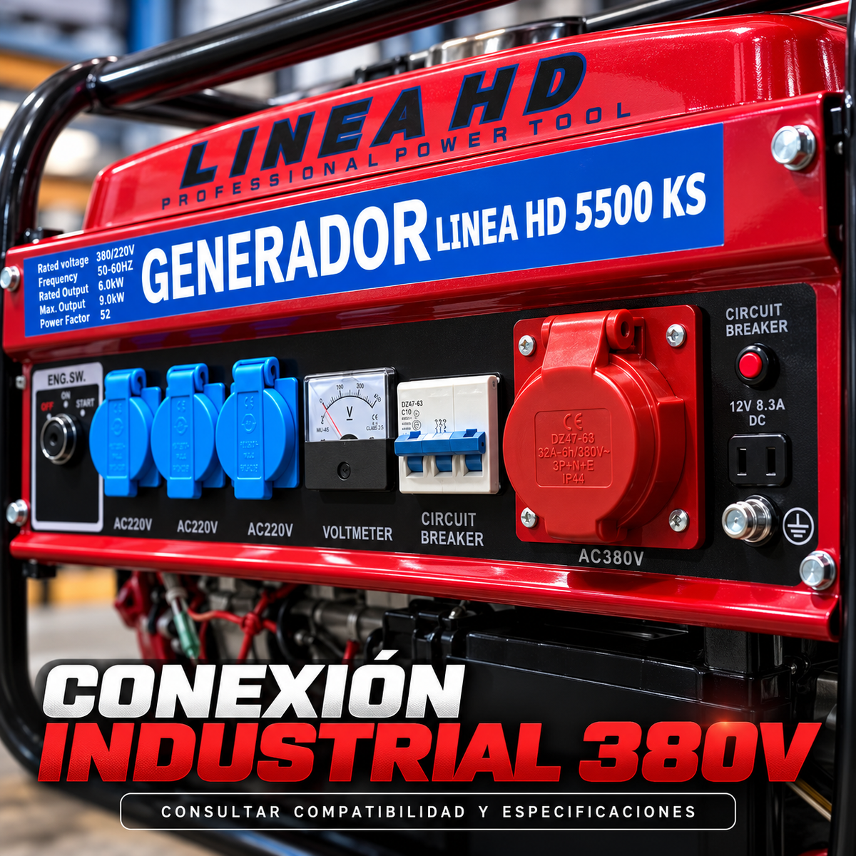 Generador de Gasolina LINEA HD 9500W | Arranque Eléctrico con Llave y Batería