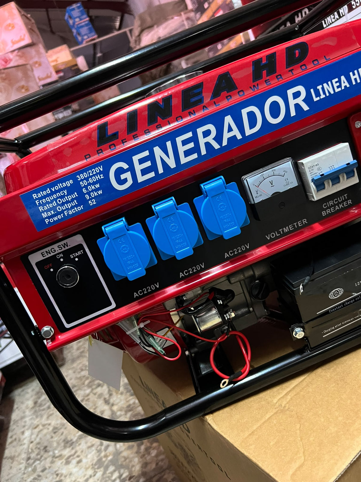 Generador de Gasolina LINEA HD 9500W | Arranque Eléctrico con Llave y Batería