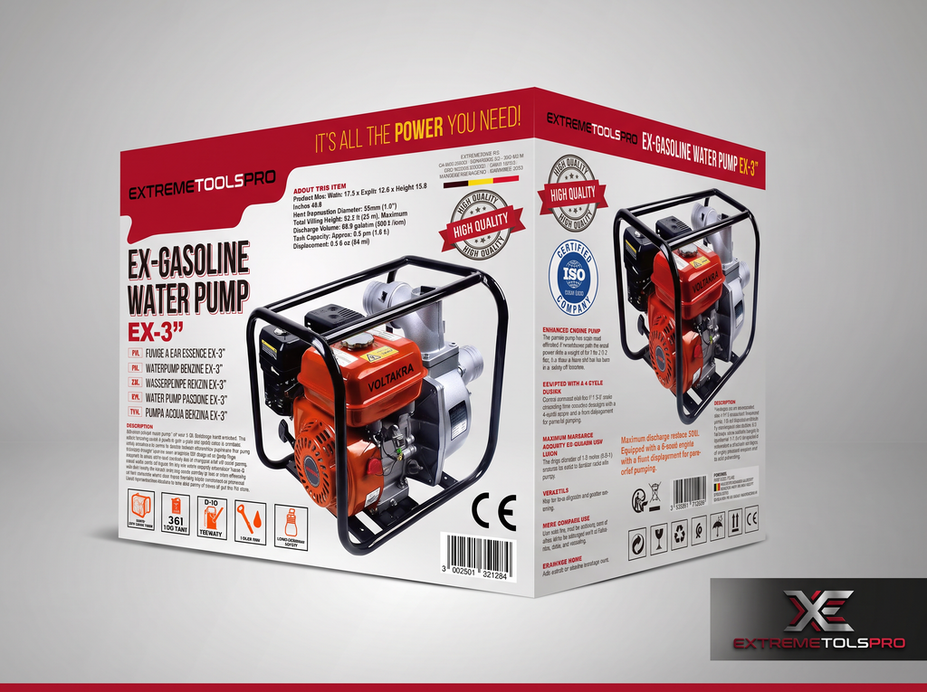 Bomba De Agua A Gasolina  De 3 Pulgadas  6.5Hp 4.8Kw De Potencia Motor De 4 Tiempos | Calidad Profesional