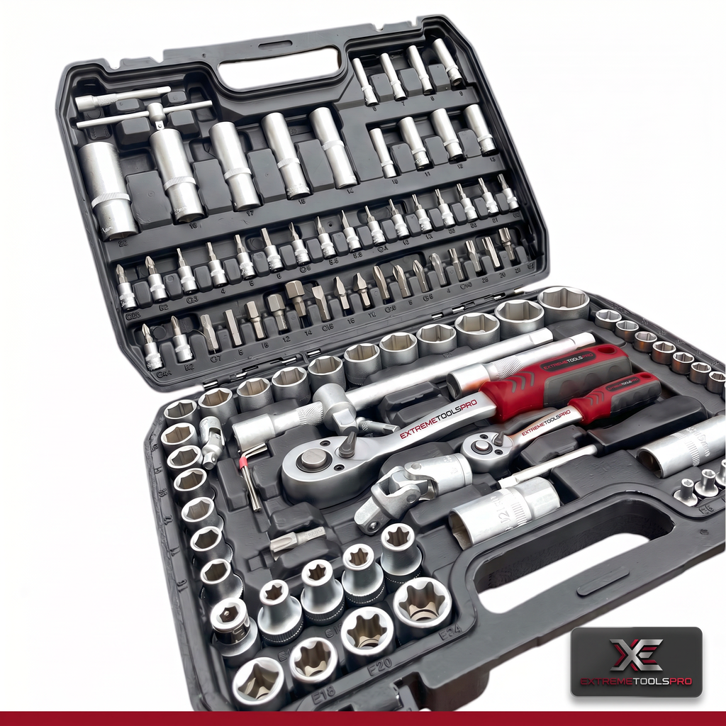 Maletín De Herramientas  | Juego De 108 Piezas Con Llaves De Carraca Y Vasos | Kit Profesional Para Mecánica Y Bricolaje | Calidad Profesional