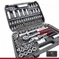 Maletín De Herramientas  | Juego De 108 Piezas Con Llaves De Carraca Y Vasos | Kit Profesional Para Mecánica Y Bricolaje | Calidad Profesional