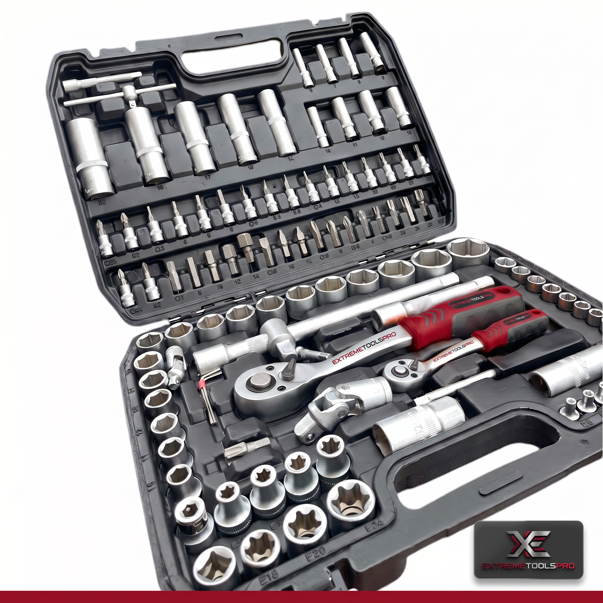 Maletín De Herramientas  | Juego De 108 Piezas Con Llaves De Carraca Y Vasos | Kit Profesional Para Mecánica Y Bricolaje | Calidad Profesional