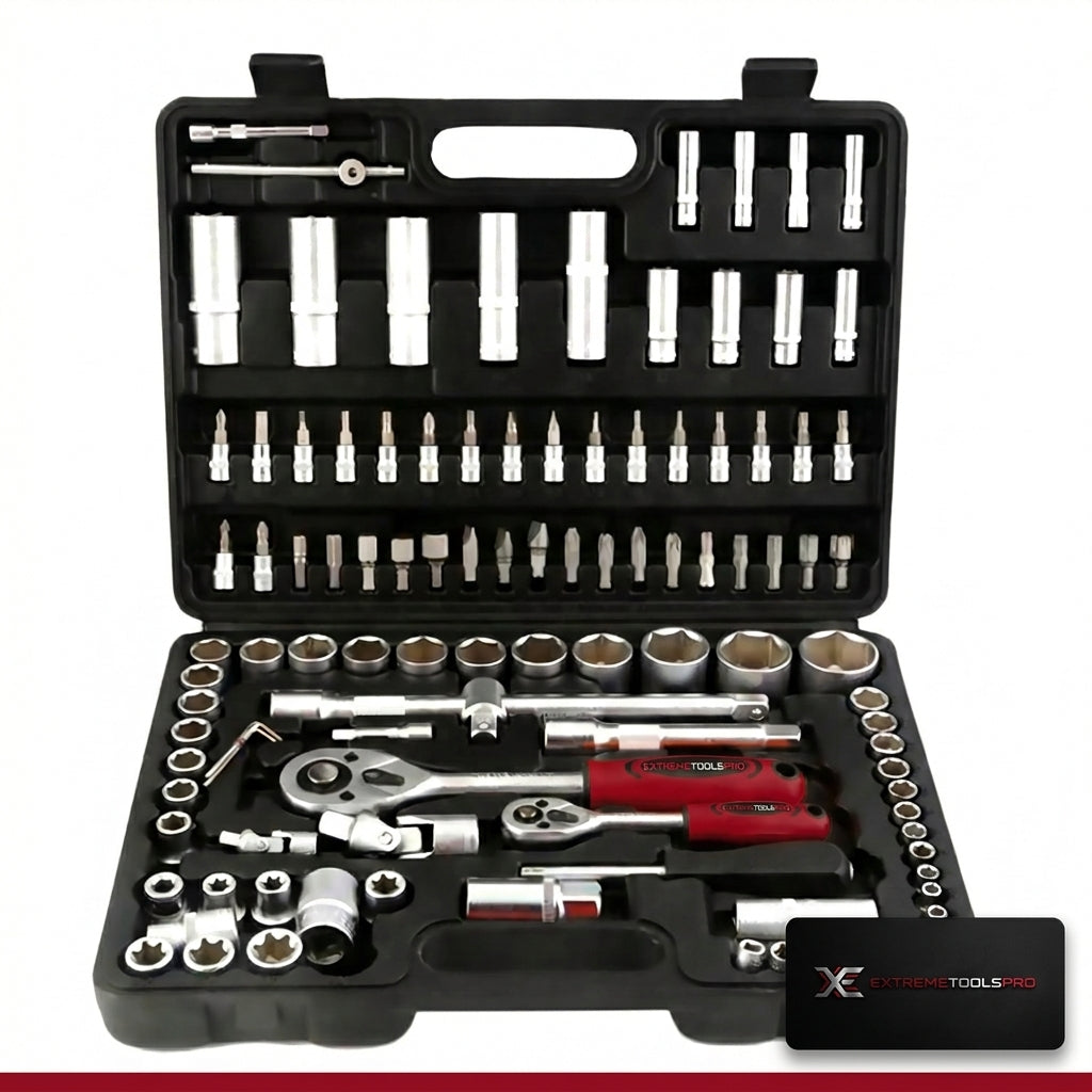 Maletín De Herramientas  | Juego De 108 Piezas Con Llaves De Carraca Y Vasos | Kit Profesional Para Mecánica Y Bricolaje | Calidad Profesional